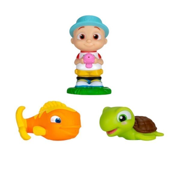 Cocomelon Bath Squirters JJ, Sea Turtle, and Fish Figures New - Picture 1 of 4